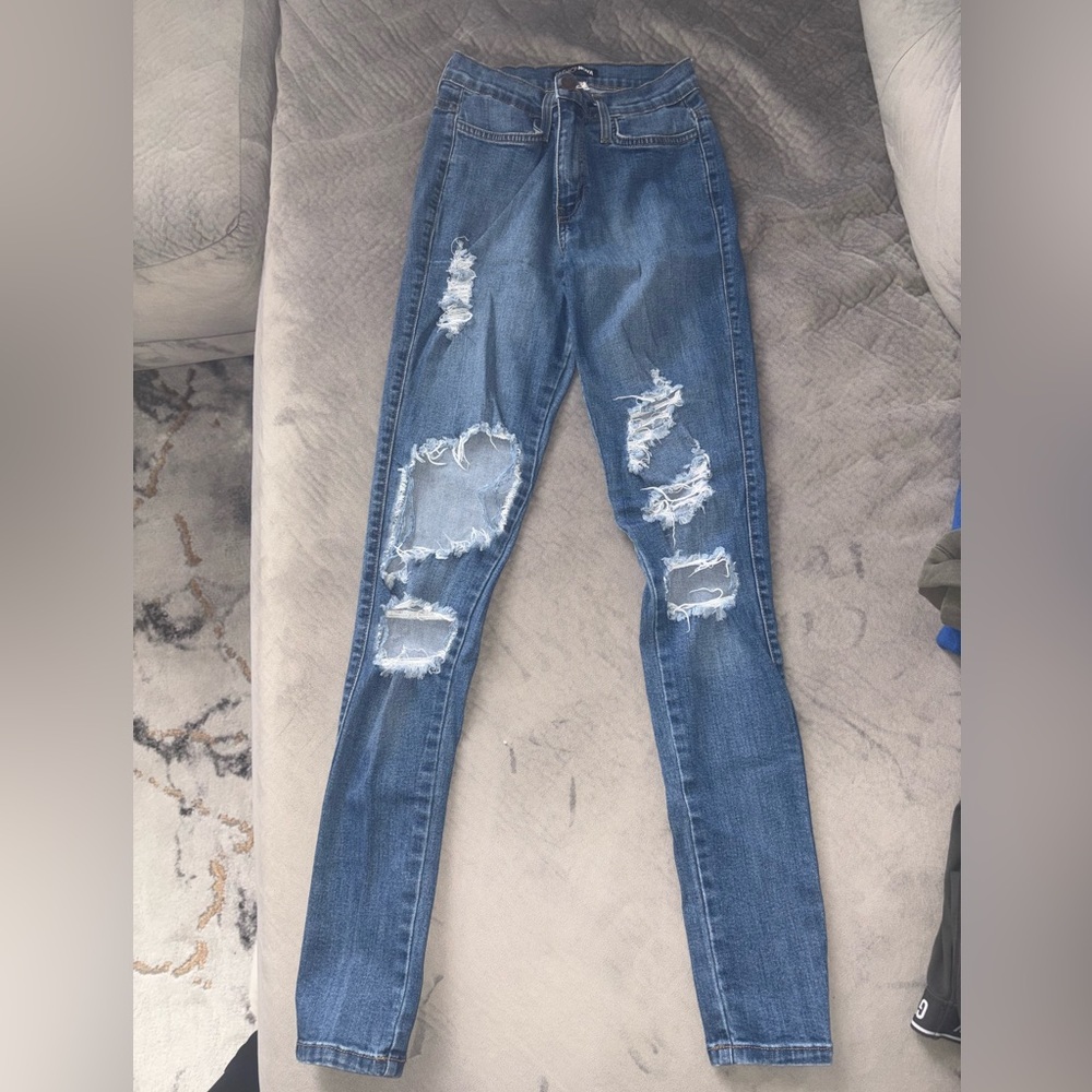 Fashion Nova Distressed Blue Jeans